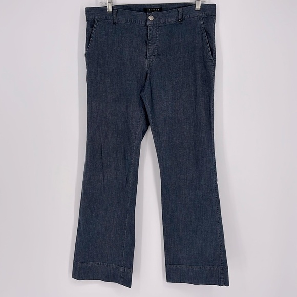 Vintage Theory Wide Leg Button Fly Jeans Size 36 in Dark Wash Denim - Picture 1 of 8